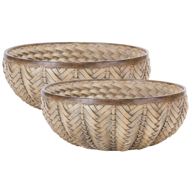 Decorative Wicker Design Bowl Set of 2 for Home Decor and Styling