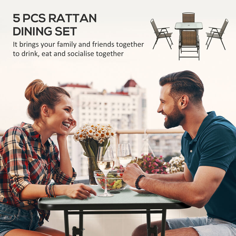 Hivvago Foldable Outdoor Wicker Dining Set image number 3