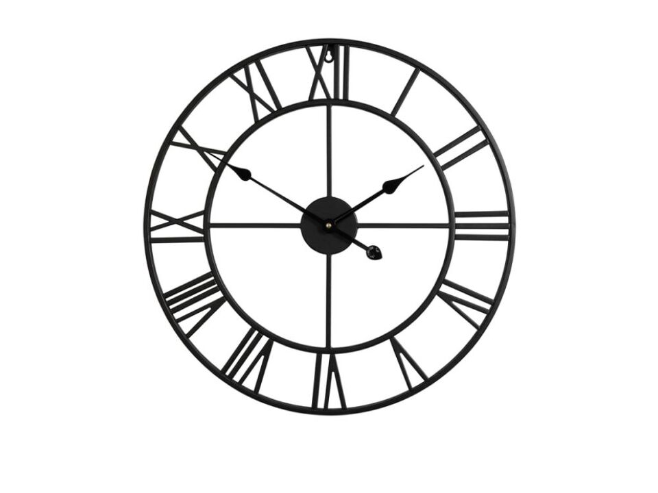 Black Metal Farmhouse House Warming New Wall Clock 24 Inch Silent
