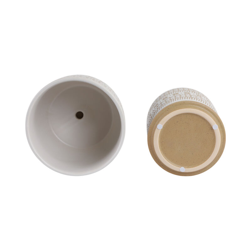 Brown Ceramic Saucer Planter Set