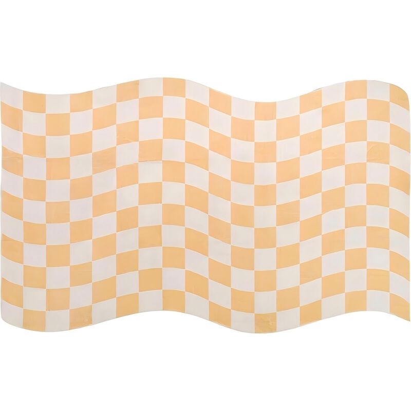 Lany Space Area Rug, Washable Non-Slip Rug, Yellow Wavy Checkered Rug for Living Room image number 0