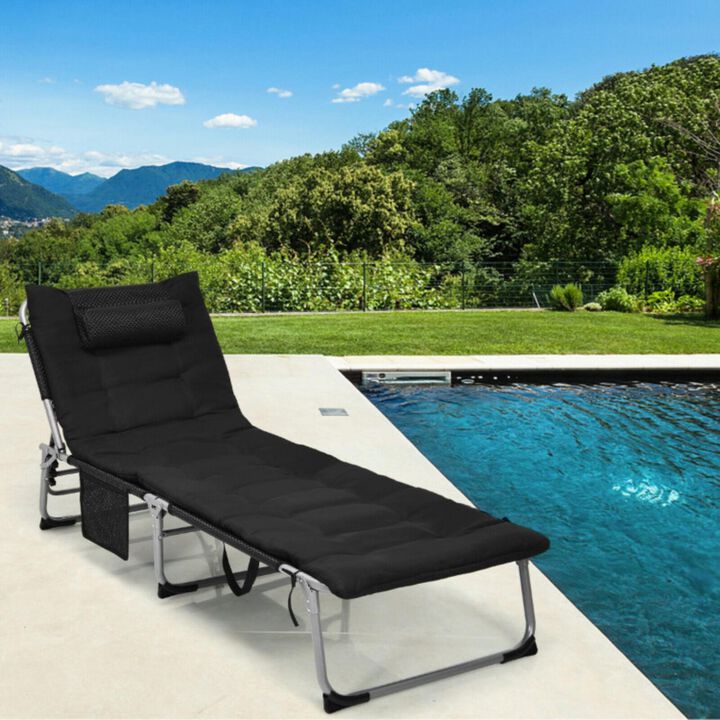 Hivvago 4-Fold Oversize Padded Folding Lounge Chair with Removable Soft Mattress