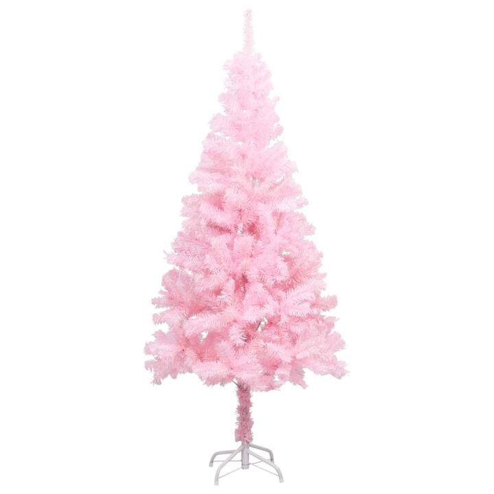vidaXL Artificial Christmas Tree with LEDs&Stand Pink 59.1" PVC