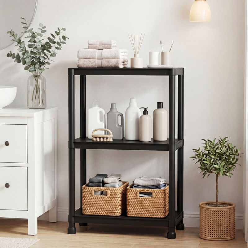 3-Tier Heavy-Duty Plastic Storage Shelves Freestanding Garage Shelving Unit image number 6