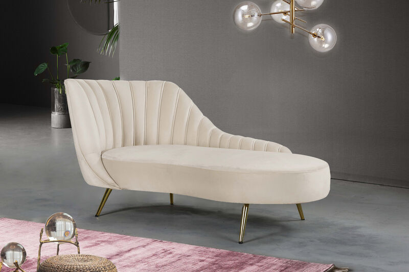Meridian Furniture Margo Cream Velvet Chaise