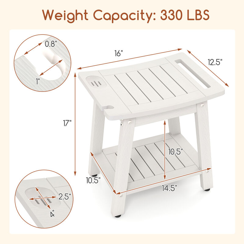 HIPS Plastic Shower Seat with Grab Handle and Handheld Shower Spray