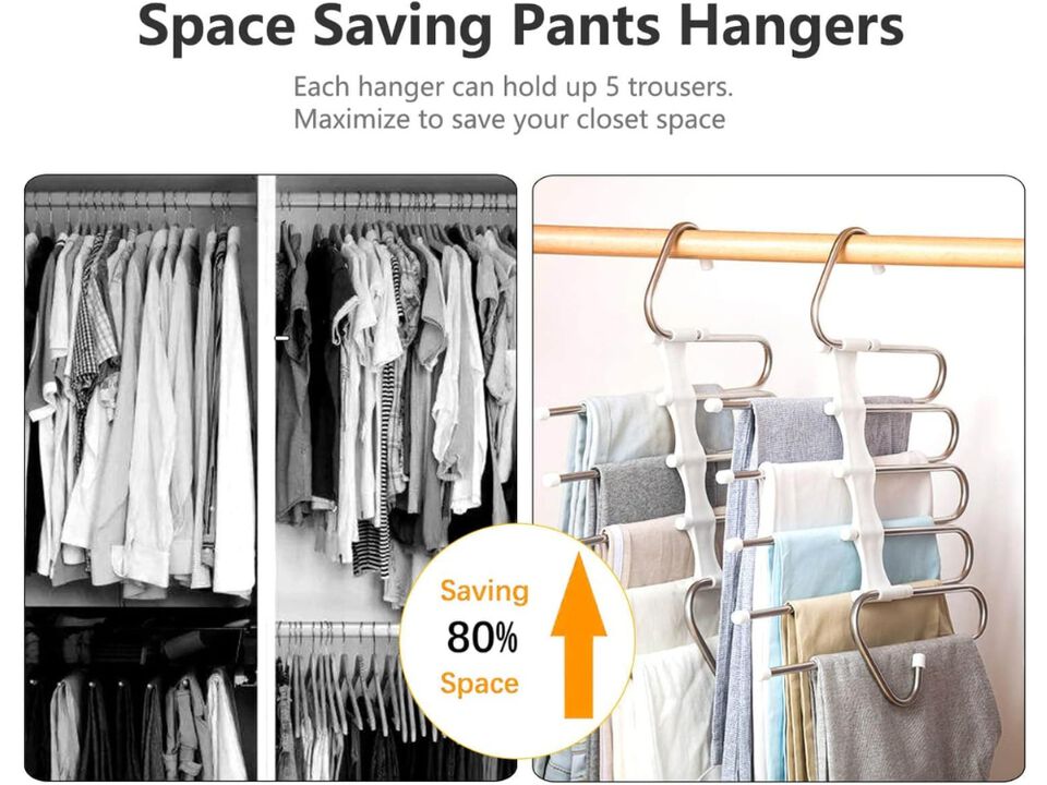 2-Pack Pants Hangers | Space-Saving Metal Closet Organizer | Durable