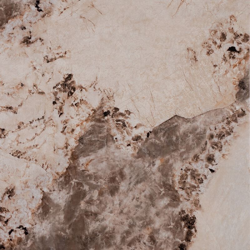 Itah Accent End Table, Square, White and Brown Faux Stone, 16 Inch