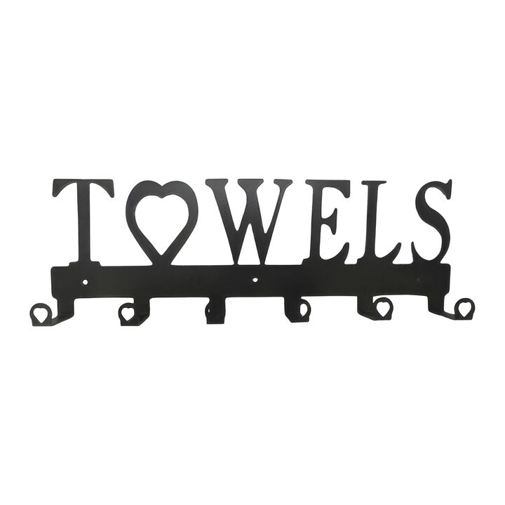 6-Hook Wall-Mounted Towel Rack, Metal Bathroom Storage Organizer