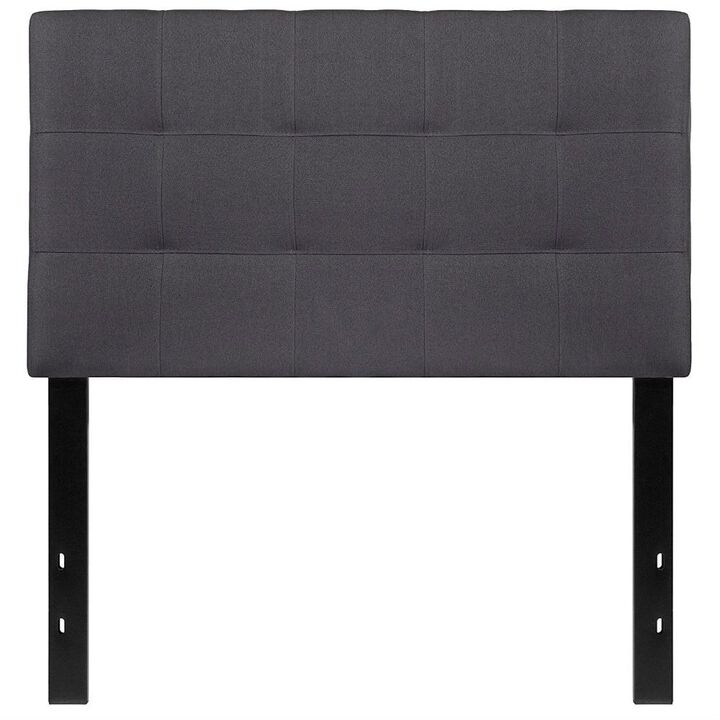 Twin size Modern Dark Grey Fabric Upholstered Panel Headboard