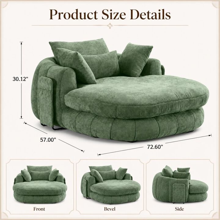 GOODSILO Oversized Indoor Chaise Lounge Chair Deep Seat Chenille Cloudlike Comfortable Reading Chair for Living Room Bedroom