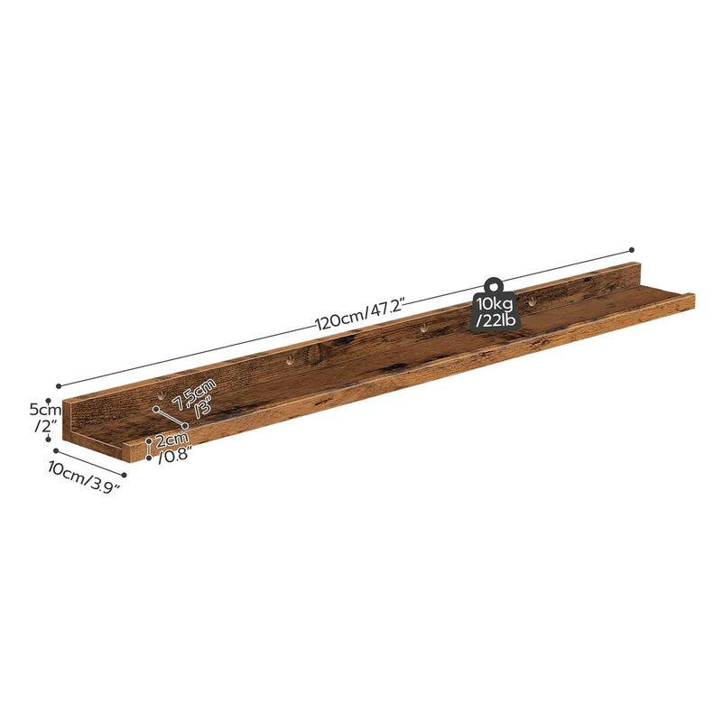 3 Piece Hanging Wall Shelf Set for Living Room Bedroom or Office-Brown image number 2