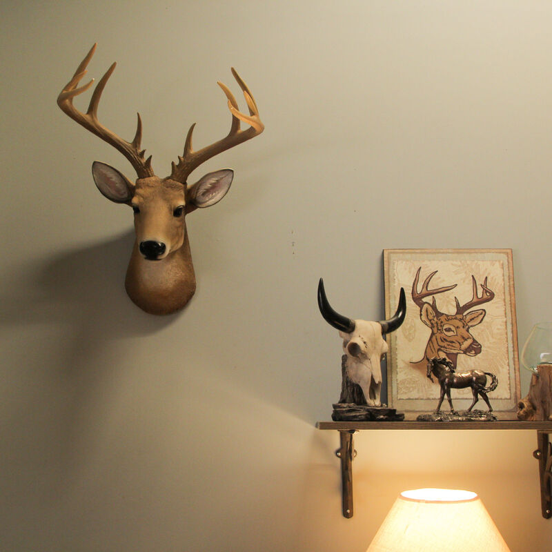 12 Point Buck Deer Head Bust Wall Hanging image number 8