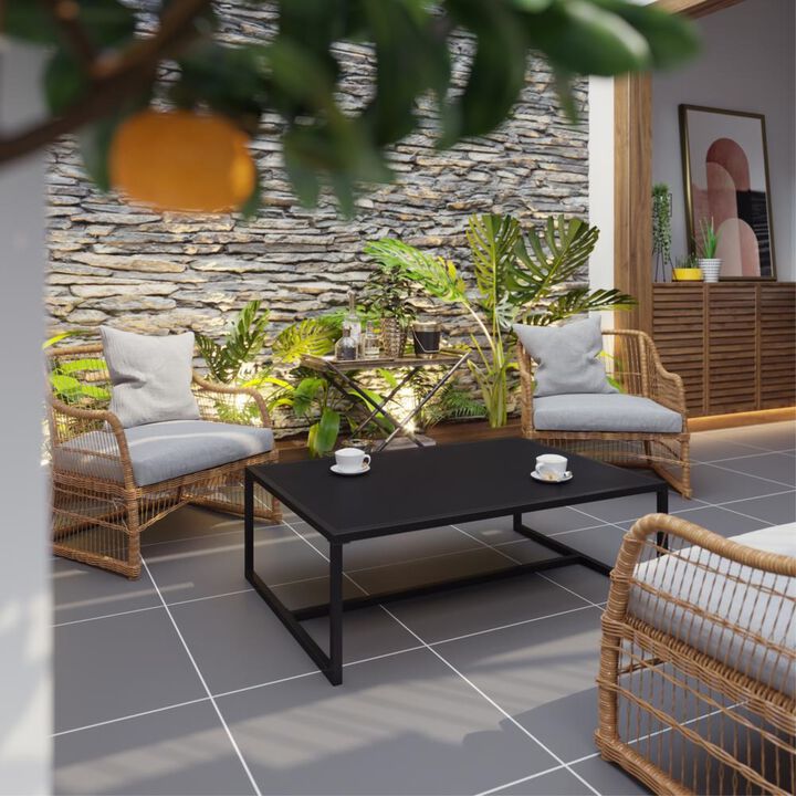 Outdoor Patio Coffee Table Commercial Grade Black Coffee Table for Deck