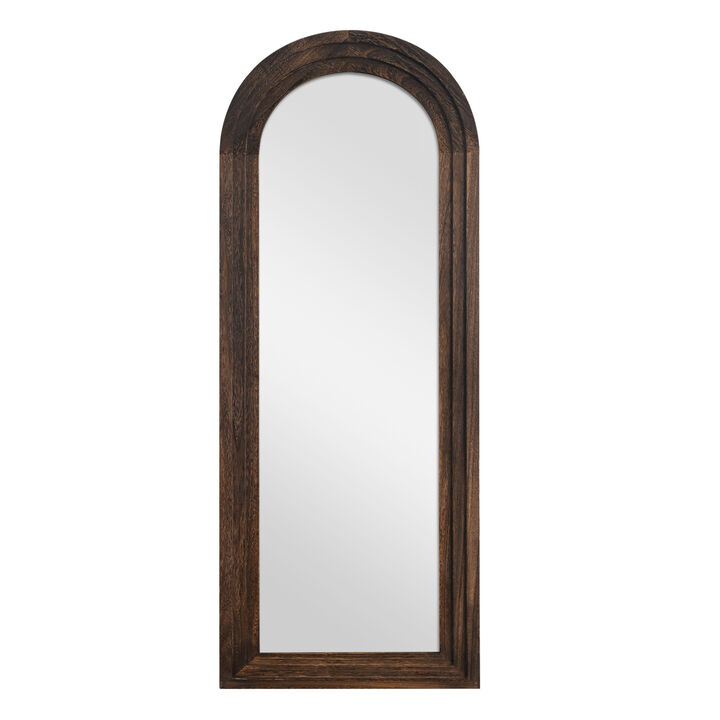 HomeRoots 71" Brown Solid Wood Arch Freestanding Framed Full Length Mirror