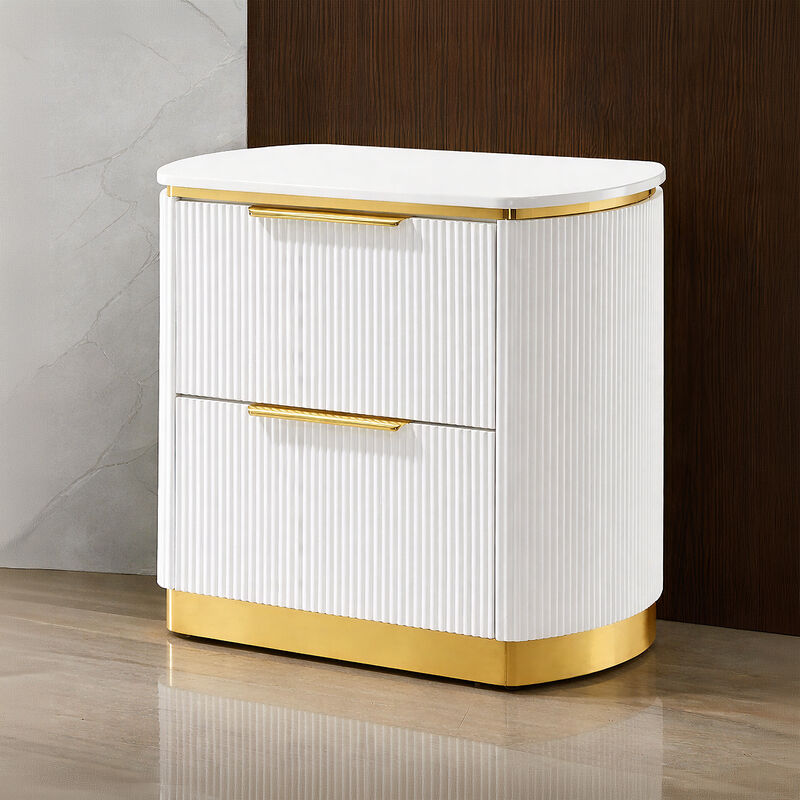 Giovanni Nightstand with 2 Drawers and Fluted Fronts image number 5