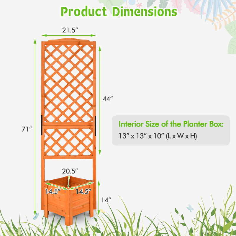 71" Raised Garden Bed with Trellis and Planter Box
