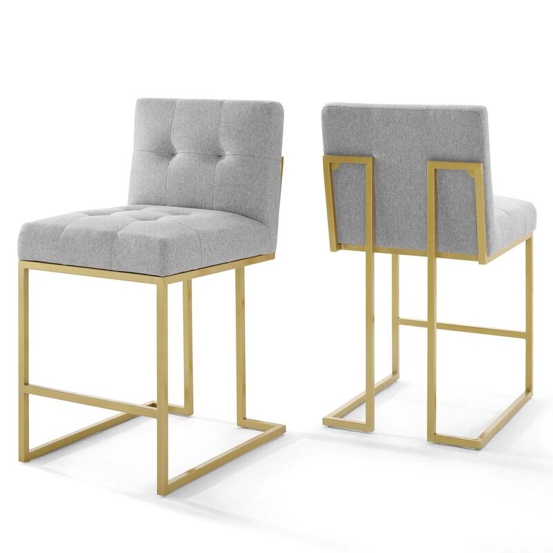 Privy Gold Stainless Steel Upholstered Fabric Counter Stool Set of 2 image number 0