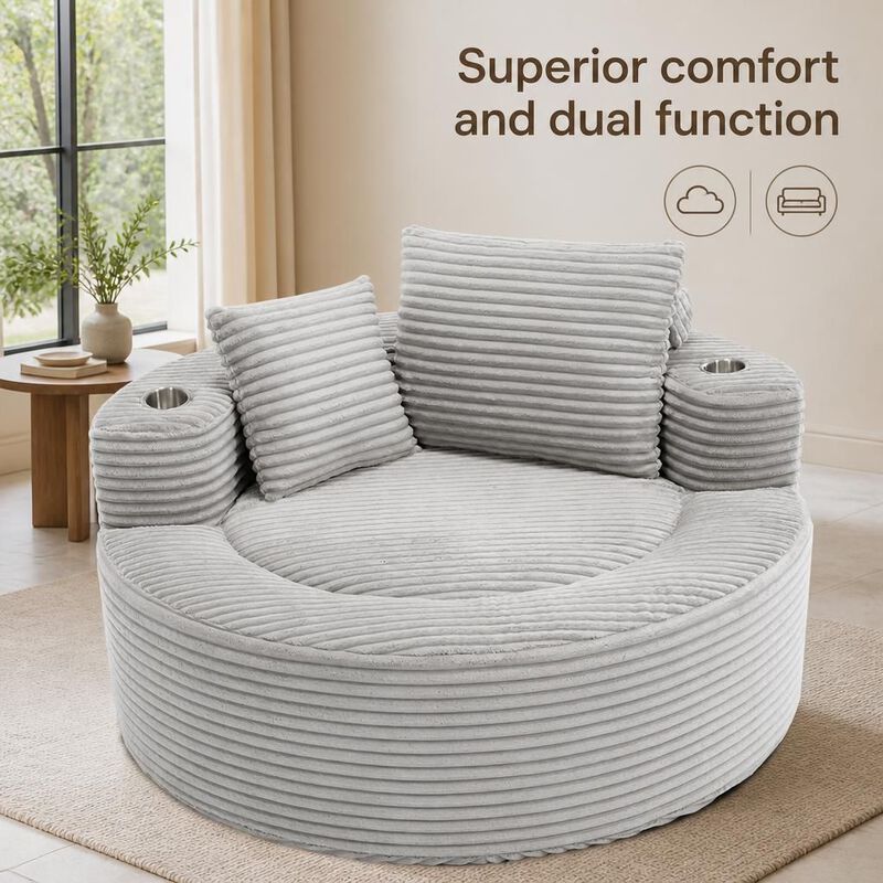 GOODSILO Round Multi-functional Memory Foam Sectional Cloud Sofa Bed Suitable for Small Living Spaces, Apartments and Home Offices image number 4