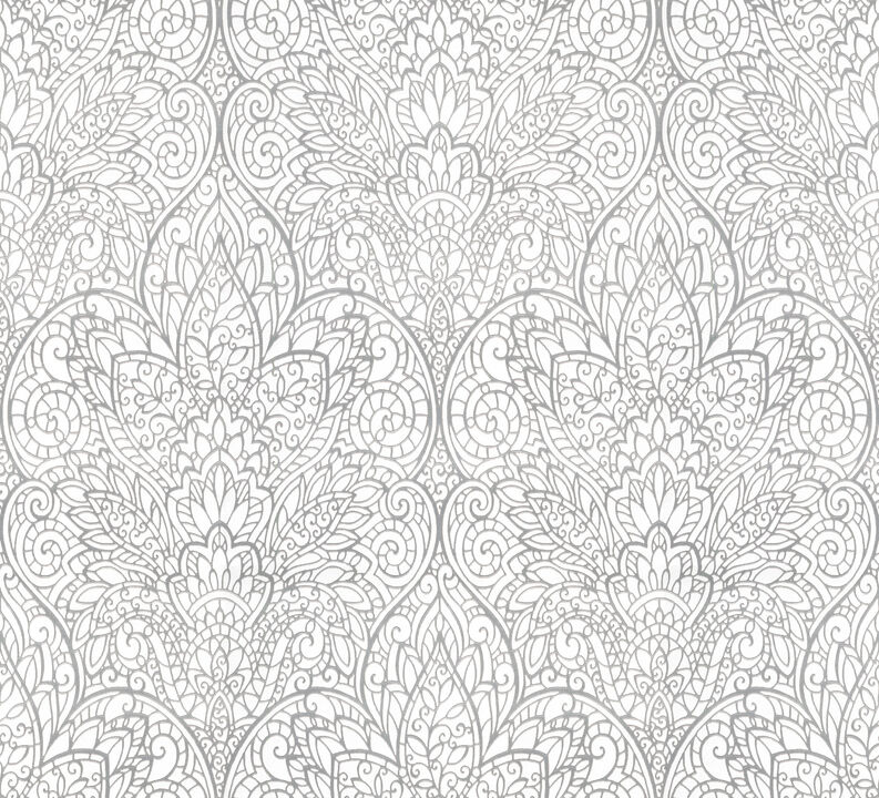 Paradise Bright White & Silver Wallpaper (Set of 2)