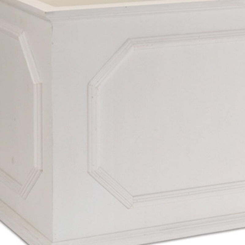 HomeRoots Set of Three White Wood Geometric Rectangular Planter Boxes image number 2