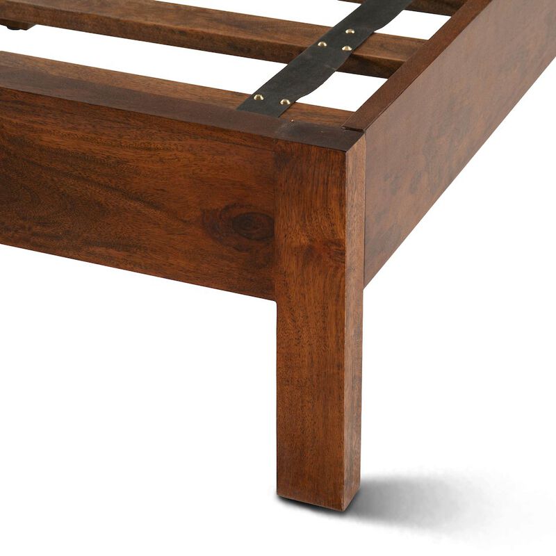 World Interiors Manhattan Retro Mid Century Wood King Platform Bed