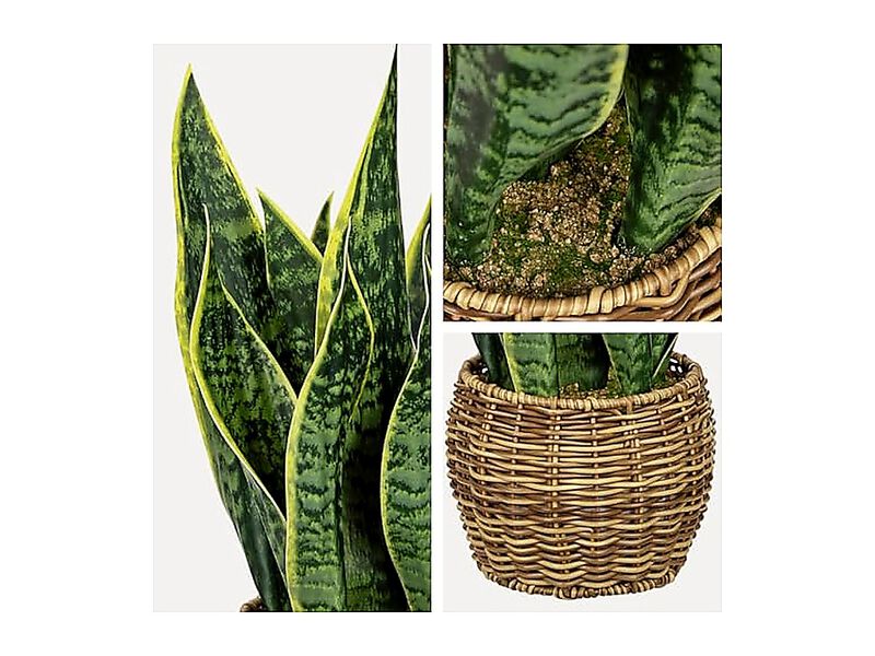 Artificial Snake Plant In Woven Basket 17 Faux Sansevieria Trifasciata Plants image number 2