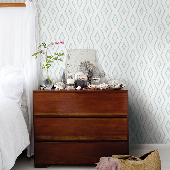 Santa Turquoise Geometric Wallpaper