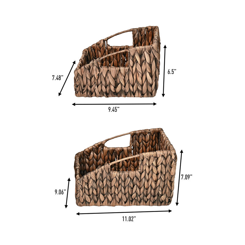 Havanah Southwestern Handwoven Hyacinth Slanted Pantry Baskets with Handles