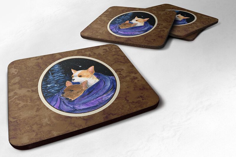 Caroline's Treasures SS8513FC Starry Night Chihuahua Foam Coasters Set of 4 (Set of 4), 3.5 H x 3.5 W, Multicolor image number 0