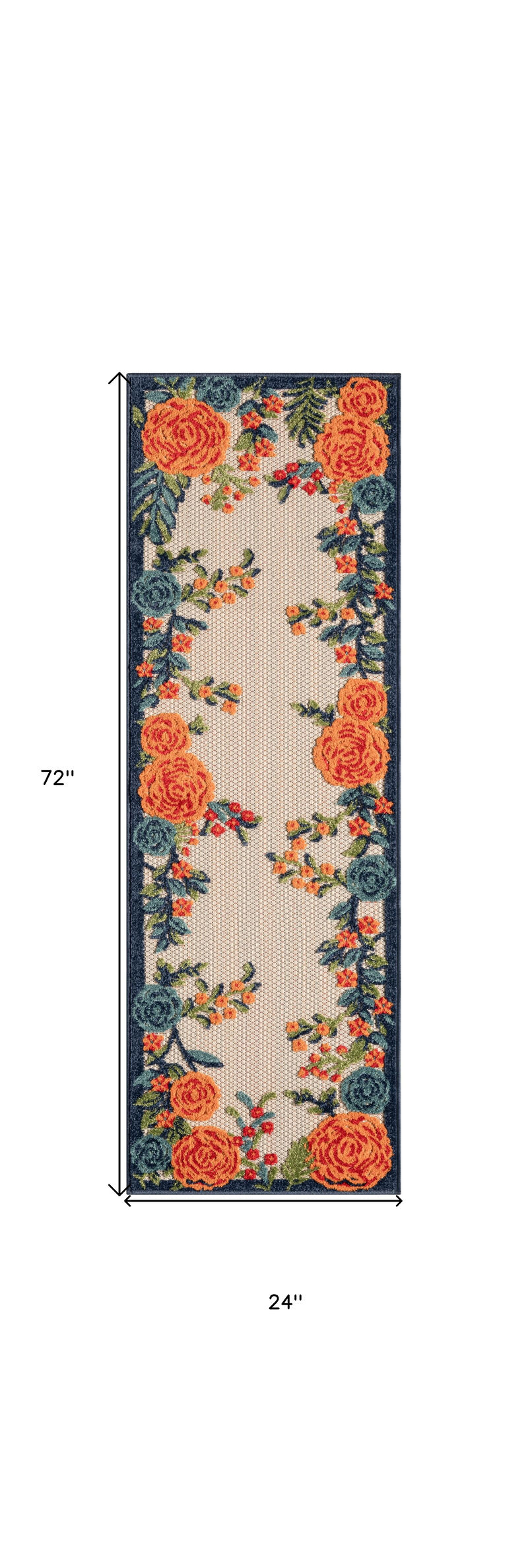 HomeRoots 6' Red Beige Blue Orange And Red Floral Indoor Outdoor Runner Rug image number 6