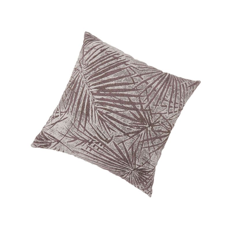 Contemporary Style Palm Leaves Designed Set of 2 Throw Pillows, Brown image number 1