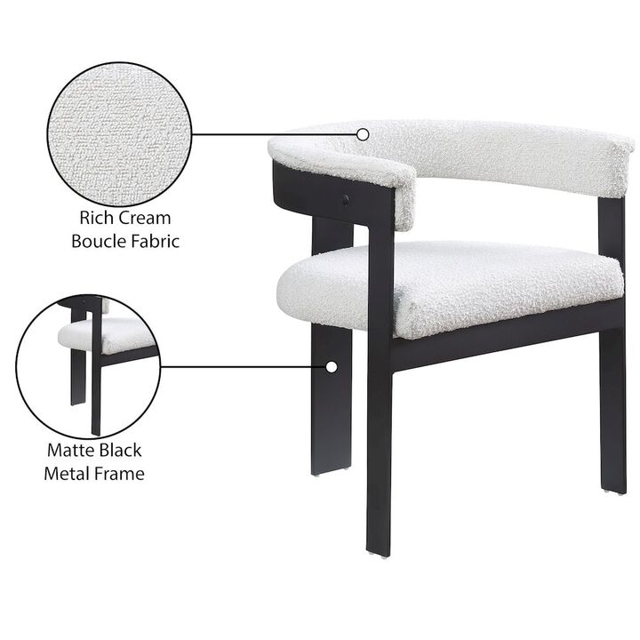 Meridian Furniture Romeo Cream Boucle Fabric Dining Chair, Set of 2
