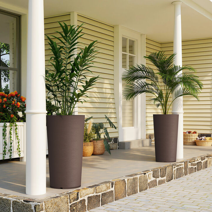 Hivvago 29 Inch Plastic Outdoor Flower Pots, 2-Pack