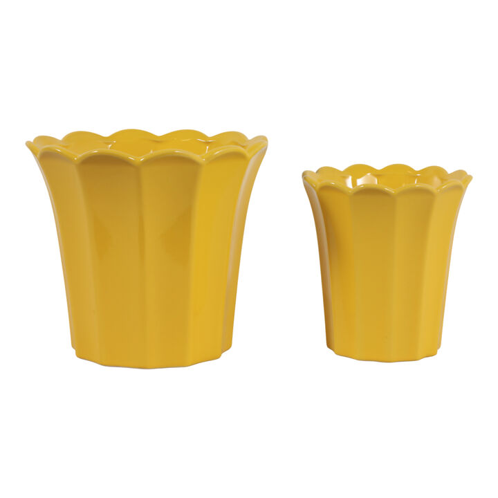 S/2 6/8" Scallop Edge Planters