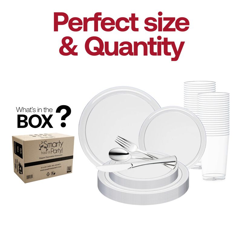 Clear Flat Round Plastic Wedding Value Set (30 Sets) image number 3