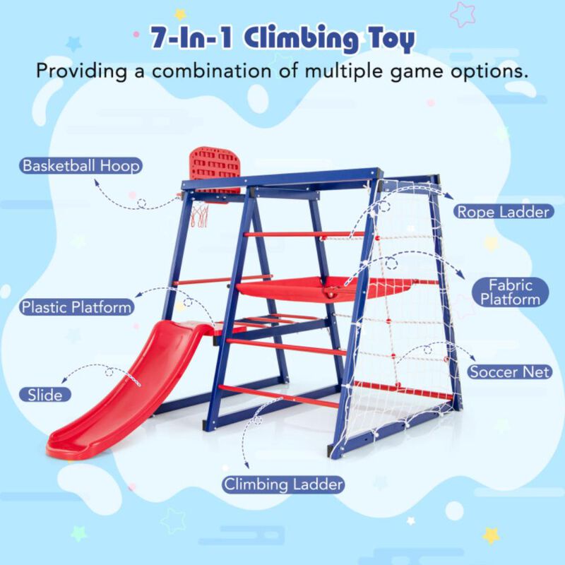 Hivvago 7-In-1 Metal Toddler Climbing Toys for 3-7 Years Old