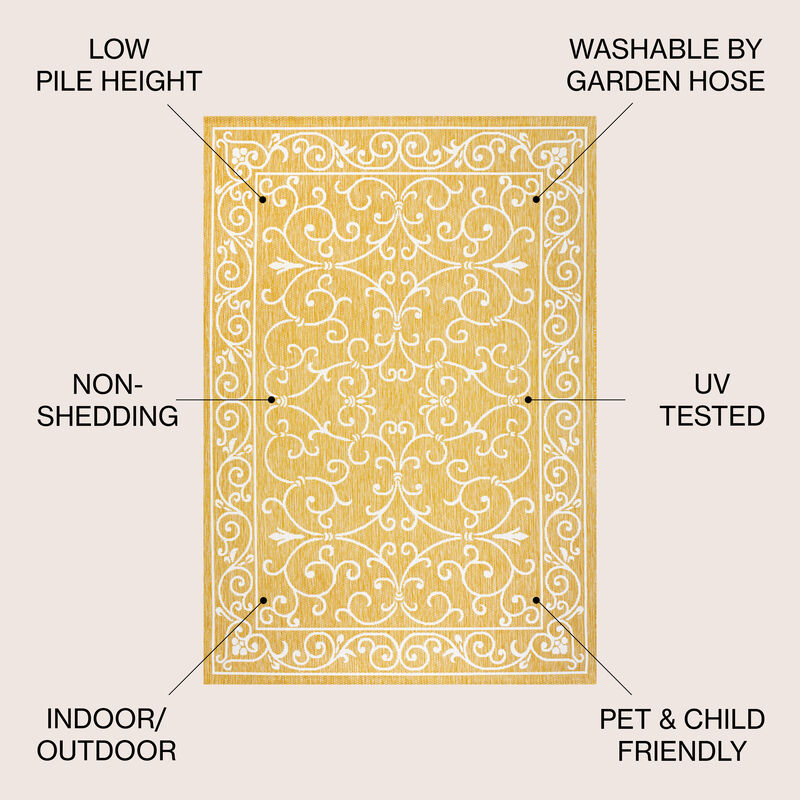 Charleston Vintage Filigree Textured Weave Indoor/Outdoor Area Rug