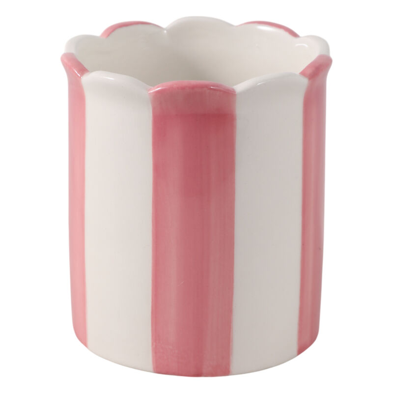 4" Striped Pencil Cup, Pink/ivory image number 0