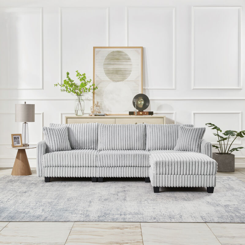 Dwedef L‑Shaped Corduroy Sectional Sofa image number 1