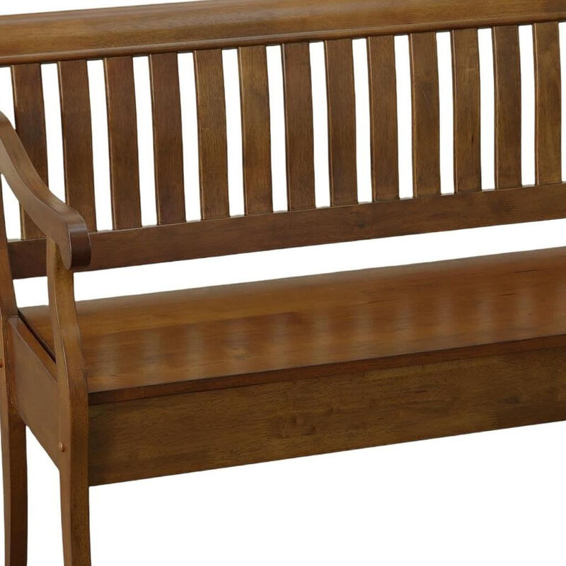 HomeRoots 42" Dark Brown Solid Wood Storage Bench With Flip Top image number 4