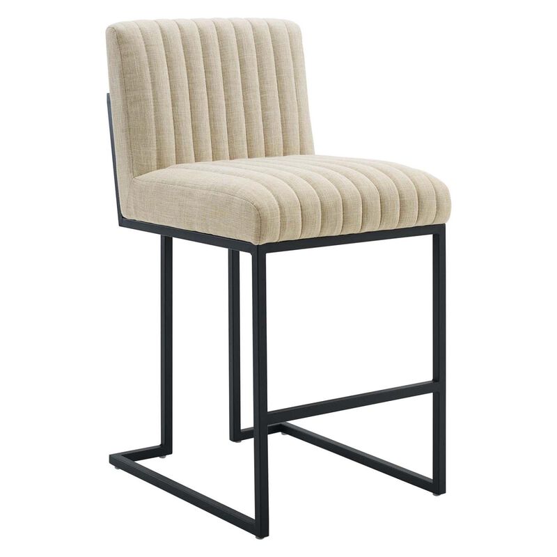 Modway Indulge Channel Tufted Fabric Counter-Height Bar Stool in Beige image number 0