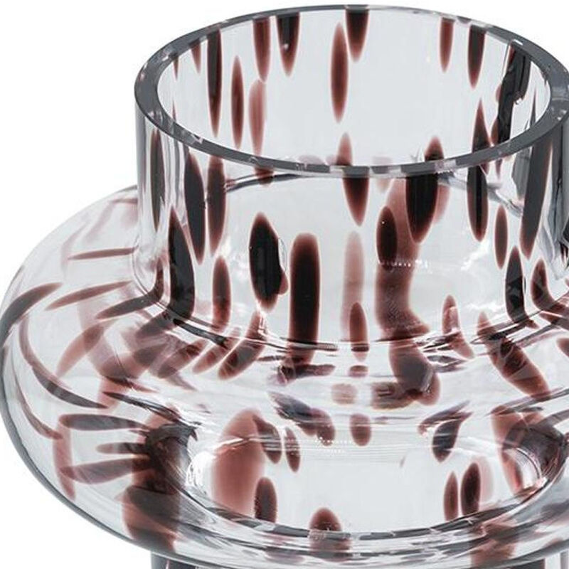 HomeRoots 8" Amber And Clear Abstract Glass Cylinder Table Vase image number 3