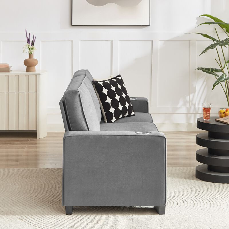 Stest 83.86" Modern 3-Seater Snowfleece Fabric sofa image number 8