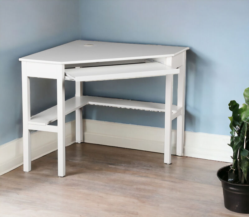 Rustic Farmhouse Solid Wood Corner Writing Desk – Home Office Table