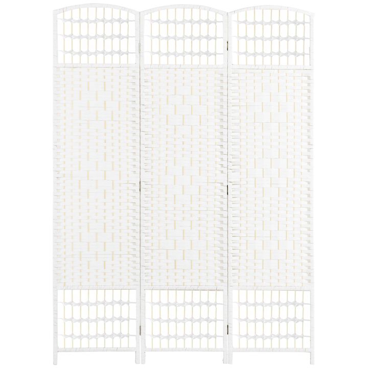 White Room Separator: 3-Panel Folding Privacy Screen with Wave Design