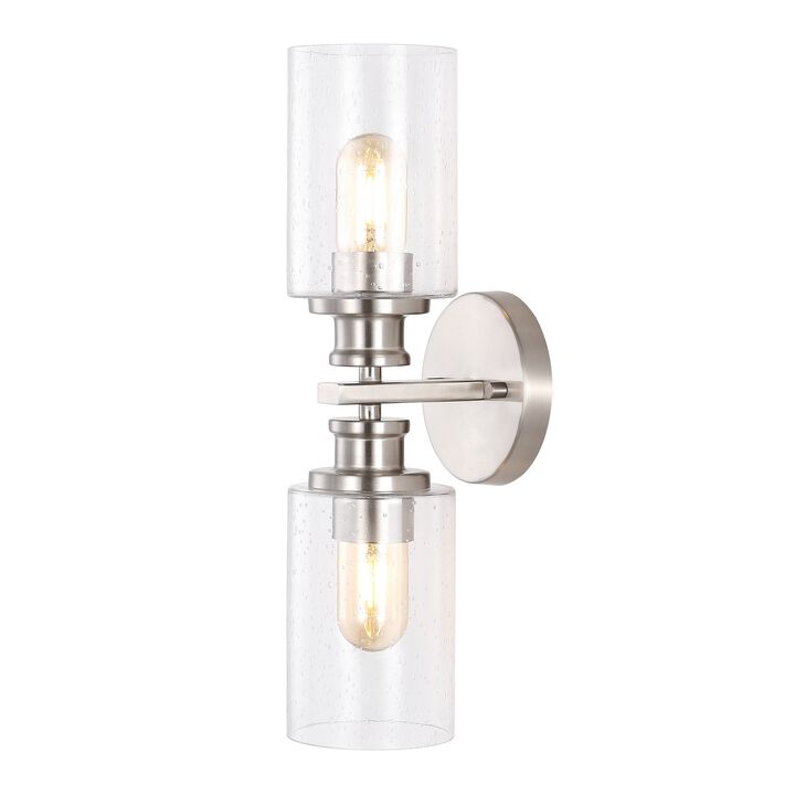 Jules Edison Cylinder Iron/Seeded Glass Farmhouse Contemporary LED Wall Sconce
