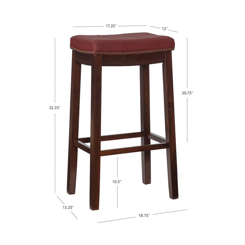 Linon Classic Bar Stool with Faux Leather Padded Seat image number 7