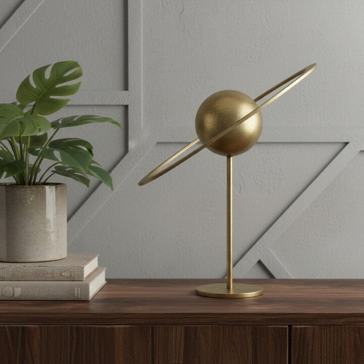 HomeRoots 16" Gold Iron Solar System Tabletop Sculpture