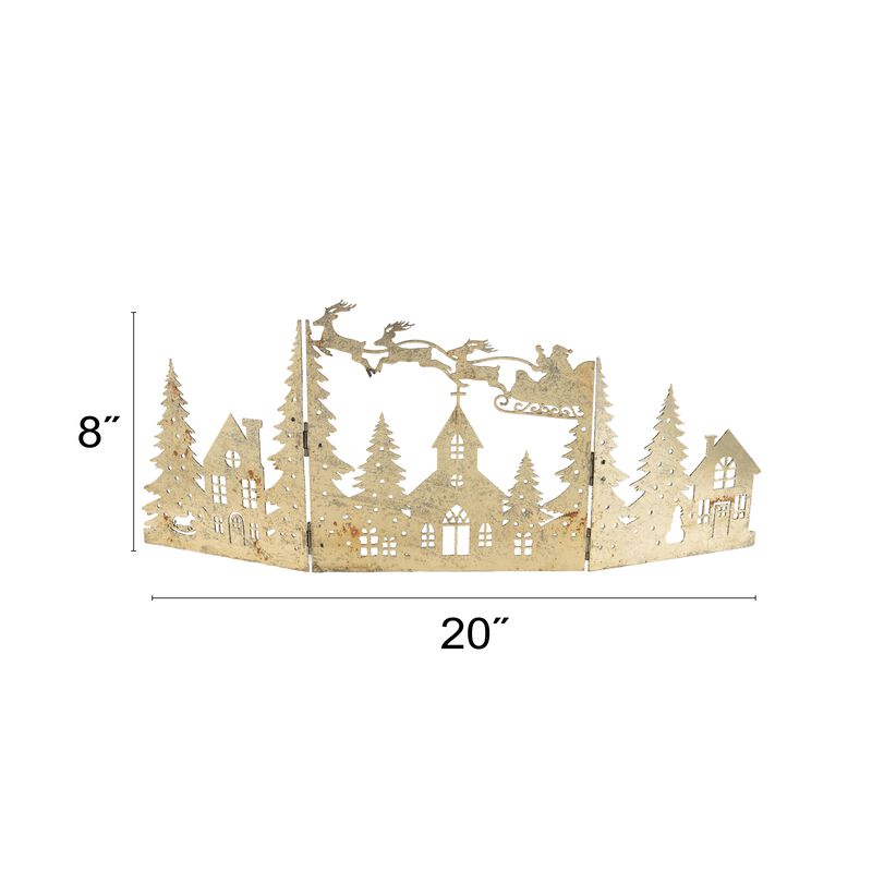 Pewter Iron Folding Mantle Scene with Santa Sleigh image number 1